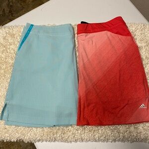 Bundle 2 Pc. Women Golf Skirt Teal And White Striped